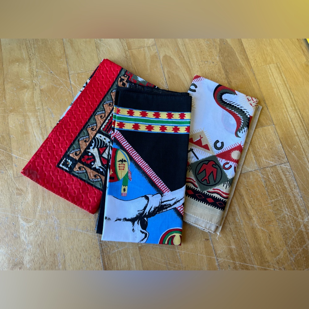 3 Vintage Western Bandannas